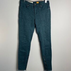 Pilcro and The Letterpress Green Forest Floral Stretch Pant Size 26 Zipper Hems